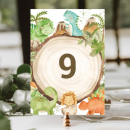 Tarjeta De Mesa Dinosaurios amigables de los cutáneos Primer cumpl