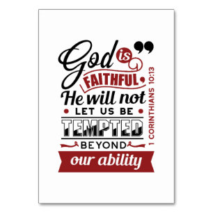 Tarjeta De Mesa Dios es Fiel – 1 Corintios 10:13 Versículo Bíblico