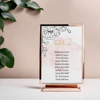 Tarjeta De Mesa Diseño acuarela de Rubor con elegancia floral negr