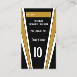 Tarjeta De Mesa Diseño Art Deco Negro Y Boda De Oro