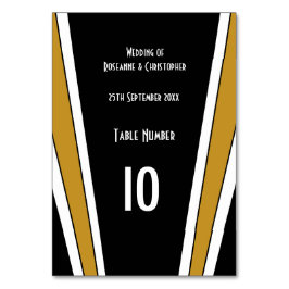 Tarjeta De Mesa Diseño Art Deco Negro Y Boda De Oro