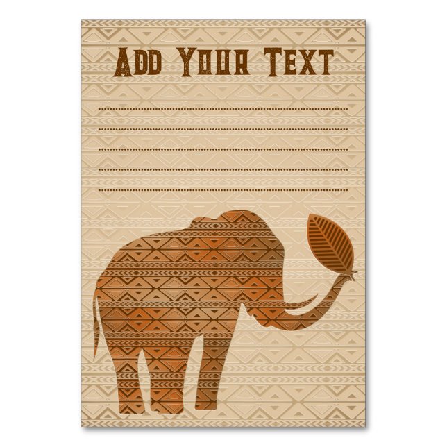 Tarjeta De Mesa Diseño de arte tribal para elefantes (Anverso)