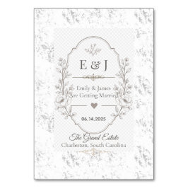 Tarjeta De Mesa Diseño de Celebración de Boda Romántica de Lujo