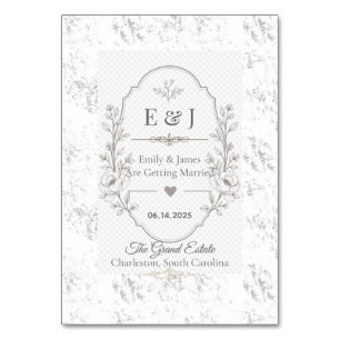 Tarjeta De Mesa Diseño de Celebración de Boda Romántica de Lujo