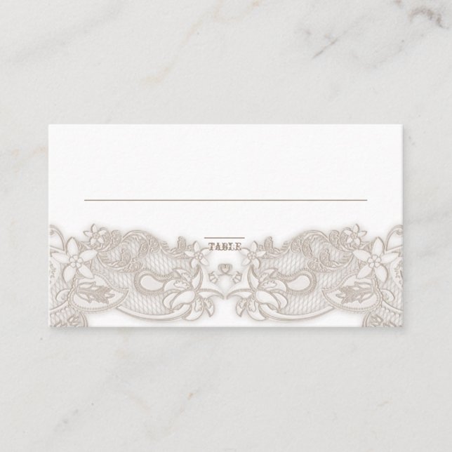 Tarjeta De Mesa Diseño de encaje floral victoriano blanco (Anverso)
