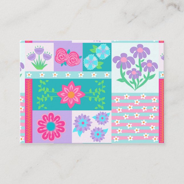 Tarjeta De Mesa Diseño de flores vibrantes en flor (Anverso)