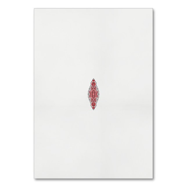 Tarjeta De Mesa diseño de un patrón rojo y blanco (Anverso)