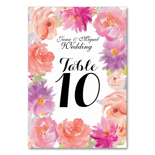 Tarjeta De Mesa Diseño floral de acuarela (Reverso)