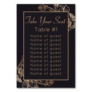 Tarjeta De Mesa Diseño Floral Metálico Falso para Boda