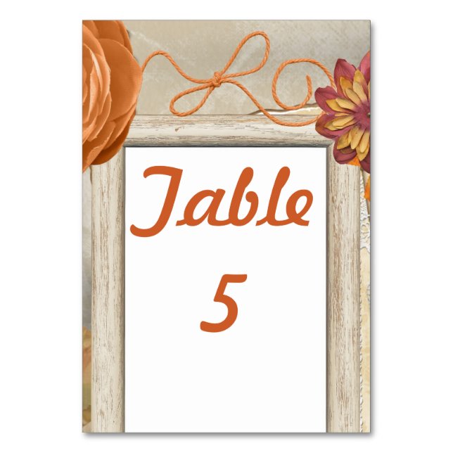 Tarjeta De Mesa Diseño rústico de otoño (Anverso)