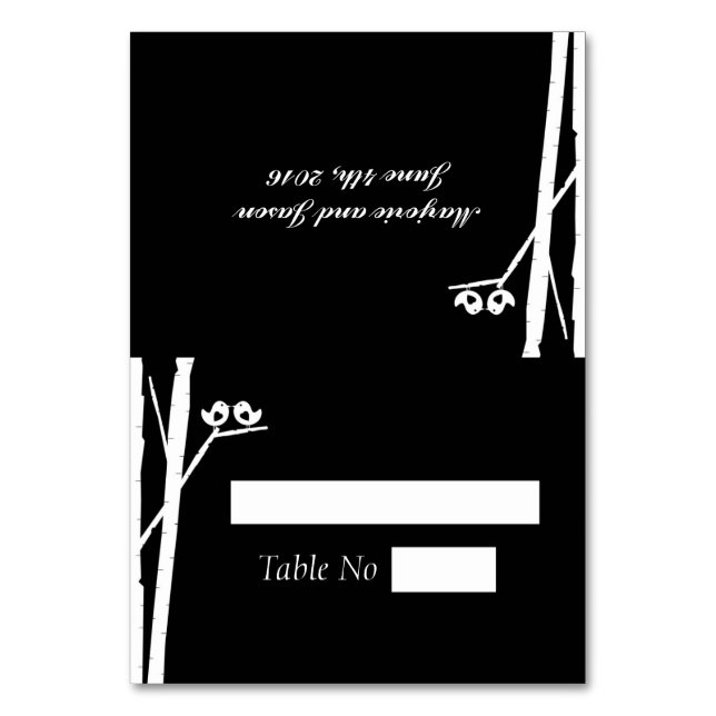 Tarjeta De Mesa DIY Fold Tented Place Cards Birchtree Black (Anverso)