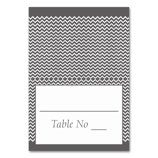 Tarjeta De Mesa DIY Fold Tented Place Cards Chevron Gray (Anverso)