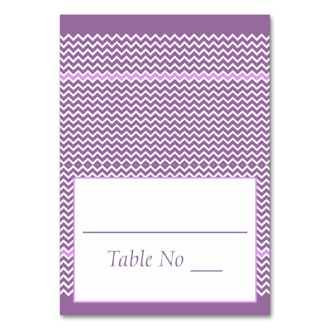Tarjeta De Mesa DIY Fold Tented Place Cards Chevron Purple (Anverso)