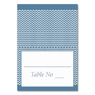 Tarjeta De Mesa DIY Fold Tented Place Cards Chevron Sea Blue