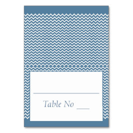 Tarjeta De Mesa DIY Fold Tented Place Cards Chevron Sea Blue