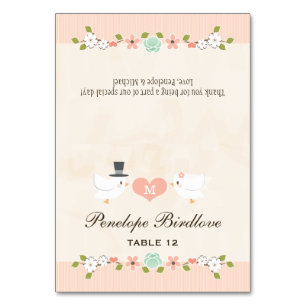 Tarjeta De Mesa DIY Monogrammed Rubor Love Birds Tent Place Cards