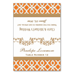 Tarjeta De Mesa DIY Naranja Gold Colocación marroquí Cartas de car