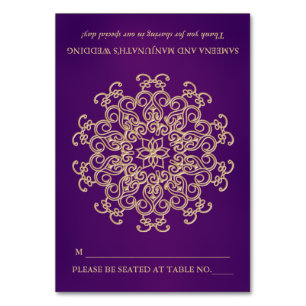 Tarjeta De Mesa DIY Purple Gold Indian Tent Style Seplace