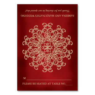 Tarjeta De Mesa DIY Red Gold Indian Tent Style Place