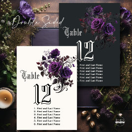 Tarjeta De Mesa Doble cara Oscuro Gótico Profundo Ametisto Púrpura