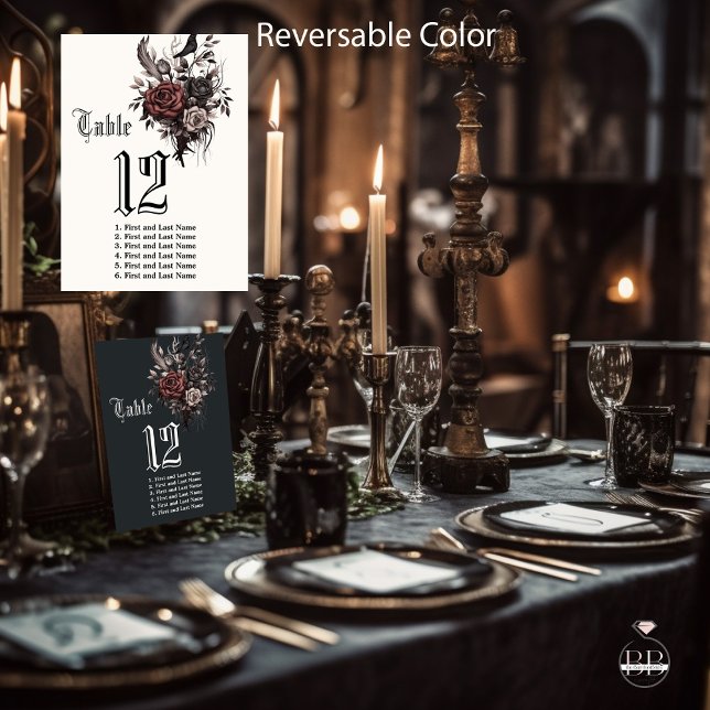 Tarjeta De Mesa Doble cara Oscuro Gótico Rosewood Floral Raven (Subido por el creador)