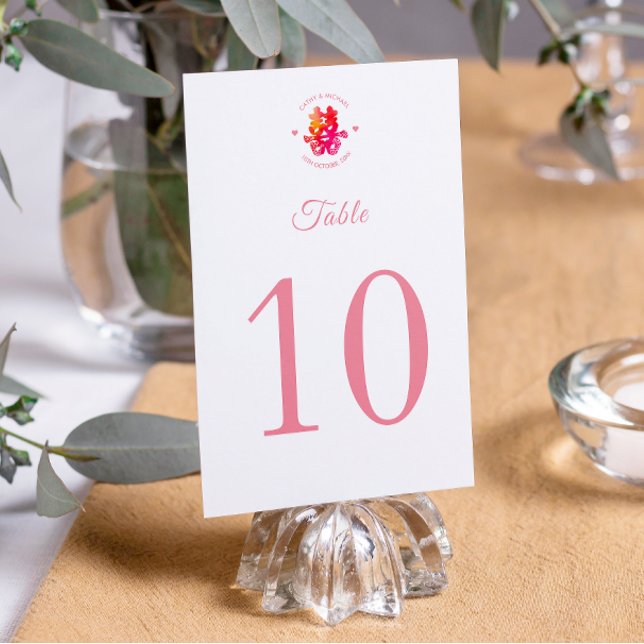 Tarjeta De Mesa Doble felicidad floral boda chino (Subido por el creador)