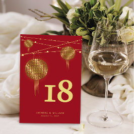 Tarjeta De Mesa Doble felicidad Linternas de oro Boda chino