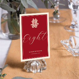 Tarjeta De Mesa Doble felicidad número de tabla de Boda chino rojo