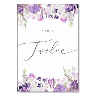 Tarjeta De Mesa Doce tablas de lavanda floral Número de tabla
