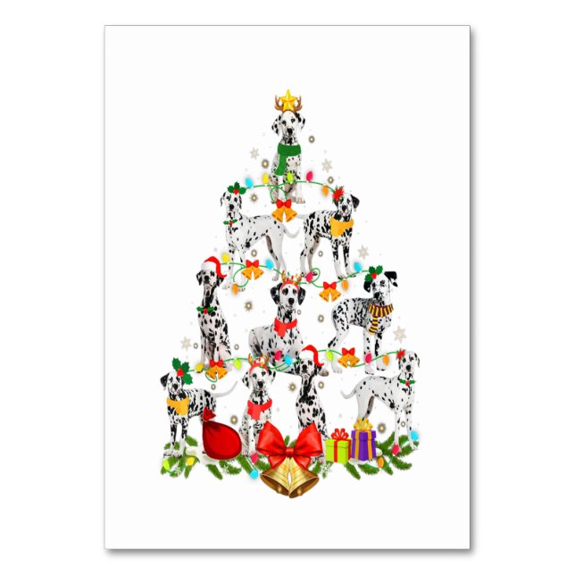 Tarjeta De Mesa Dog Lover Dalmatian Tree Christmas Light (Anverso)