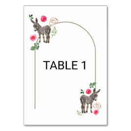 Tarjeta De Mesa Donkey Pink Floral Rustic Wedding