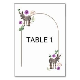 Tarjeta De Mesa Donkey Purple Floral Wedding Table Number Card