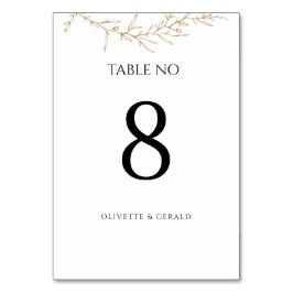 Tarjeta De Mesa Dorado Botánico Floral Moderno Mínimo