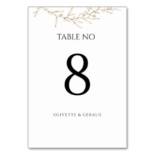 Tarjeta De Mesa Dorado Botánico Floral Moderno Mínimo