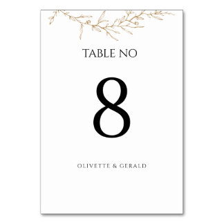 Tarjeta De Mesa Dorado Botánico Floral Moderno Mínimo