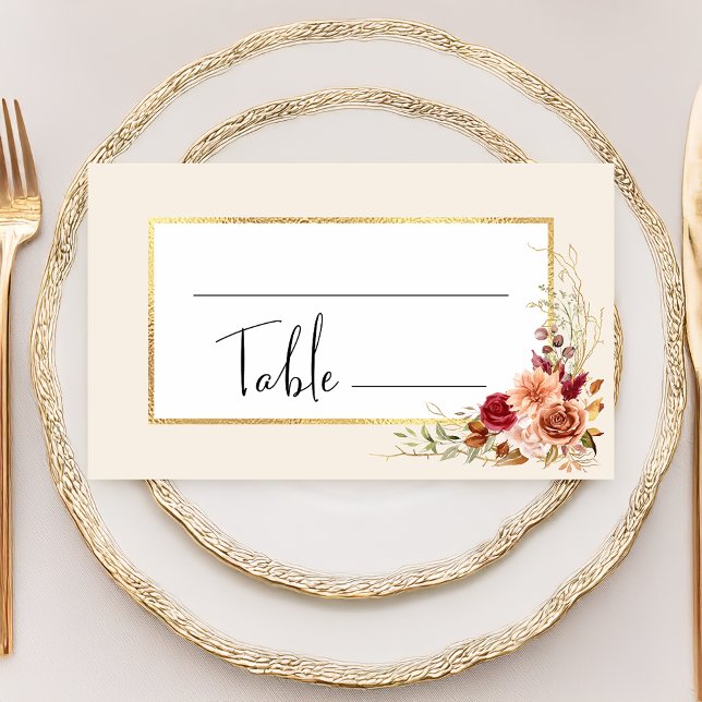 Tarjeta De Mesa Dorado Fall Terracotta Floral (Subido por el creador)