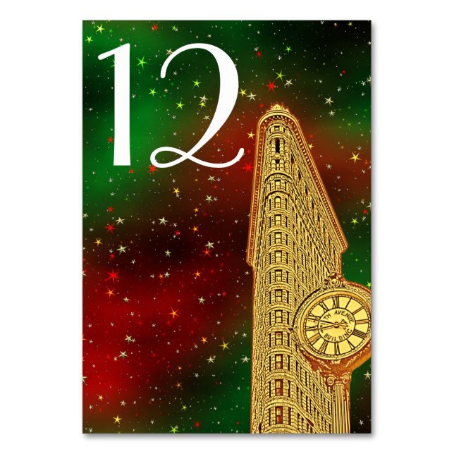 Tarjeta De Mesa Dorado Flatiron Building NYC Skyline #2 Navidad St (Reverso)