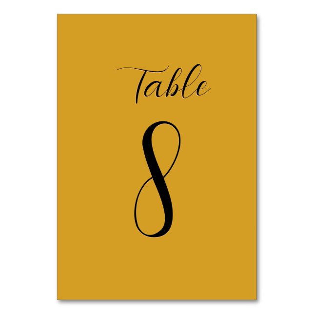 Tarjeta De Mesa Dorado / Negro Sencillo guión Boda de tabla número (Anverso)