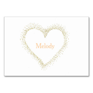 Tarjeta De Mesa Dorado - Tabla de Bodas del corazón blanco / Tarje