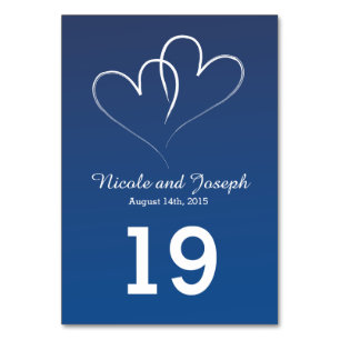 Tarjeta De Mesa Dos corazones blancos entrelazados - azul náutico