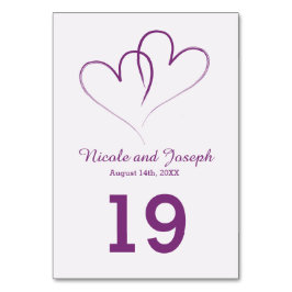 Tarjeta De Mesa Dos corazones morados entrelazados