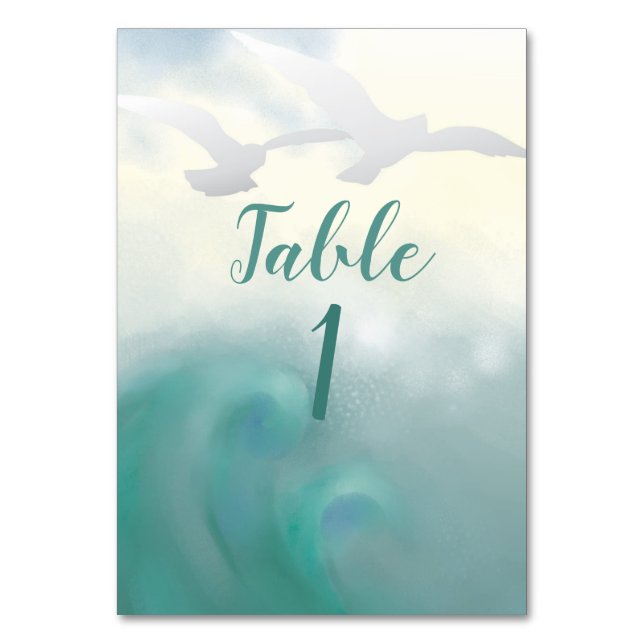 Tarjeta De Mesa Dos gaviotas oceánicas (Anverso)