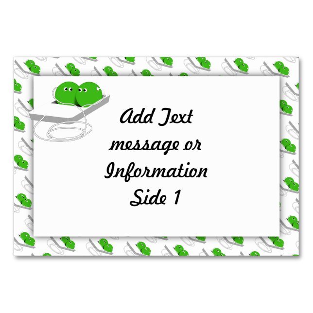 Tarjeta De Mesa Dos Peas En Un Pod (Añade Tu Texto) (Anverso)