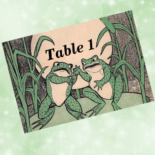 Tarjeta De Mesa Dos Vintage Funny Love Green Frog Moon