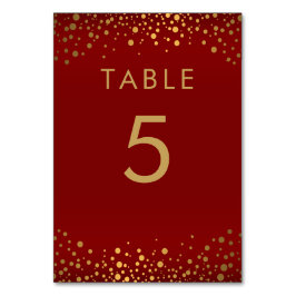 Tarjeta De Mesa Dosis de confetti de oro y rojo de marrón - Número