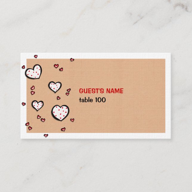 Tarjeta De Mesa Dotty Hearts kraft Place Card (Anverso)