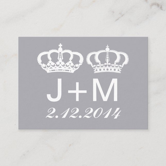 Tarjeta De Mesa Dove Gray Royal Couple Boda Place Card (Anverso)