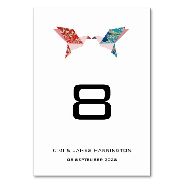 Tarjeta De Mesa Doves de origami | Invitación a la boda (Anverso)
