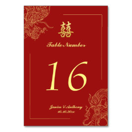 Tarjeta De Mesa Dragon Phoenix Boda Tradicional Chino Rojo