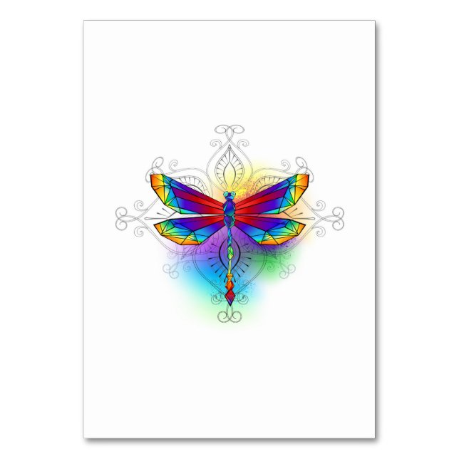 Tarjeta De Mesa Dragón poligonal arcoiris (Anverso)